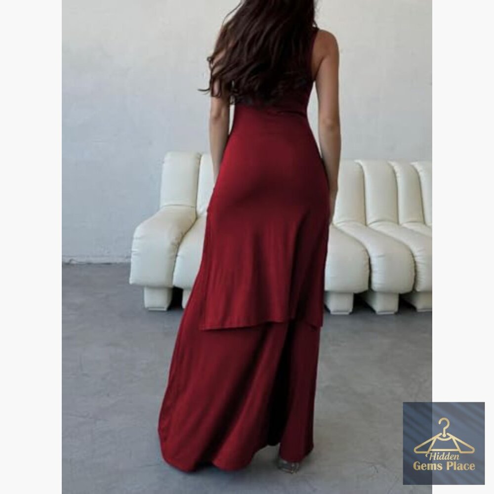Sleeveless Maxi Wrap Dress Tie Waist Slim Fit Casual Summer Tank - Picture 5 of 7
